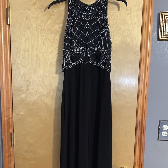 Black Beaded Halter Maxi Dress - Picture 5 of 12